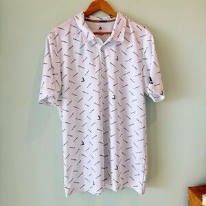 EUC White Men’s Adidas Performance Primegreen Gold Tee Polo Top Shirt Large L